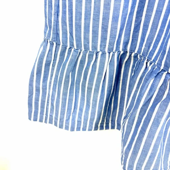 Pact Canopy Notch Neck Dress Bondi Stripe Linen Organic Cotton Blue Size XL - Picture 5 of 12